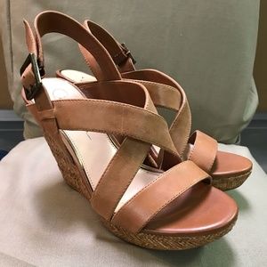 Jessica Simpson Tan Wedge Sandals - 9